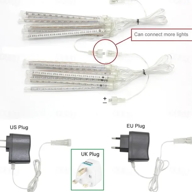 LED Falling Rain Lights 11.8 inch 8 Tubes 144 LED Rain Drop Lights Outdoor Icicle Snow Meteor Shower Lights for Christmas Wedding Party Holiday Garden Decoration