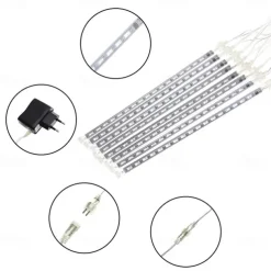 LED Falling Rain Lights 11.8 inch 8 Tubes 144 LED Rain Drop Lights Outdoor Icicle Snow Meteor Shower Lights for Christmas Wedding Party Holiday Garden Decoration