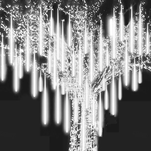 LED Falling Rain Lights 11.8 inch 8 Tubes 144 LED Rain Drop Lights Outdoor Icicle Snow Meteor Shower Lights for Christmas Wedding Party Holiday Garden Decoration