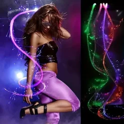 LED Fiber Optic Dance Whip - USB Rechargeable Ideal for Halloween Christmas and Holiday Celebrations - Perfect for Stage Ambience Props