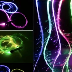 LED Fiber Optic Dance Whip - USB Rechargeable Ideal for Halloween Christmas and Holiday Celebrations - Perfect for Stage Ambience Props