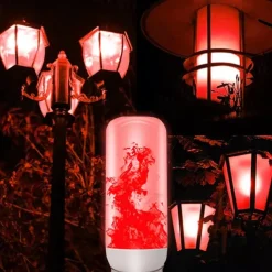 LED Fire Flame Bulb Lights 4 Modes Dynamic Flickering Effect Lamp Gravity Sensor for Indoor Outdoor Home Party Halloween Decoration 1/4pcs