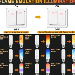 LED Fire Flame Bulb Lights 4 Modes Dynamic Flickering Effect Lamp Gravity Sensor for Indoor Outdoor Home Party Halloween Decoration 1/4pcs
