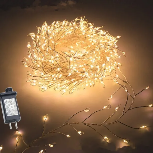 LED Firecracker String Lights DC31V 9M/6M 300/200 LEDs, IP65 Outdoor Waterproof Firework Cluster Fairy Lights, Christmas Holiday Party Decor, Colorful Lighting 1pc