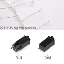 LED Firecracker String Lights DC31V 9M/6M 300/200 LEDs, IP65 Outdoor Waterproof Firework Cluster Fairy Lights, Christmas Holiday Party Decor, Colorful Lighting 1pc