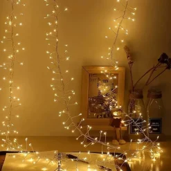 LED Firecracker String Lights DC31V 9M/6M 300/200 LEDs, IP65 Outdoor Waterproof Firework Cluster Fairy Lights, Christmas Holiday Party Decor, Colorful Lighting 1pc