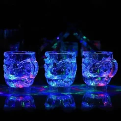 LED Flashing Light Inductive Rainbow Color Beer Glass Cup Whisky Mugs(Shape Dragon) ER