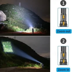 LED Flashlight Aluminum Alloy XHP50.2 Tactical Hunting Torch Usb Rechargeable Zoomable Lantern 18650 AAA Battery