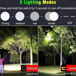 LED Flashlight Aluminum Alloy XHP50.2 Tactical Hunting Torch Usb Rechargeable Zoomable Lantern 18650 AAA Battery