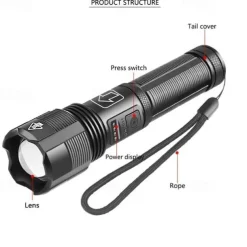 LED Flashlight Aluminum Alloy XHP50.2 Tactical Hunting Torch Usb Rechargeable Zoomable Lantern 18650 AAA Battery