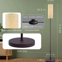 LED Floor Lamp for Living Room Bedroom Smart Standing Lamp with Alexa Google Assistant App Remote Control Tall Modern Floor Lamp with Linen Lamp Shade 16 Million Colors Bulb Included