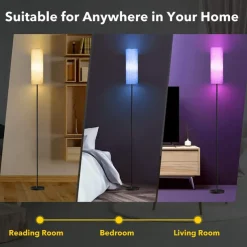 LED Floor Lamp for Living Room Bedroom Smart Standing Lamp with Alexa Google Assistant App Remote Control Tall Modern Floor Lamp with Linen Lamp Shade 16 Million Colors Bulb Included