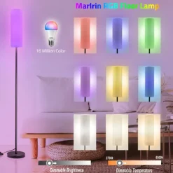 LED Floor Lamp for Living Room Bedroom Smart Standing Lamp with Alexa Google Assistant App Remote Control Tall Modern Floor Lamp with Linen Lamp Shade 16 Million Colors Bulb Included