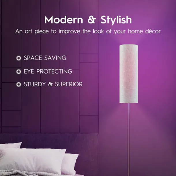 LED Floor Lamp for Living Room Bedroom Smart Standing Lamp with Alexa Google Assistant App Remote Control Tall Modern Floor Lamp with Linen Lamp Shade 16 Million Colors Bulb Included