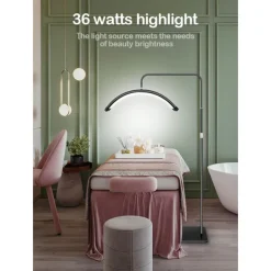 LED Floor Lamp 24Inches Half Circle Light with Phone Clip Floor Lamp 360 Degree Rotation Black