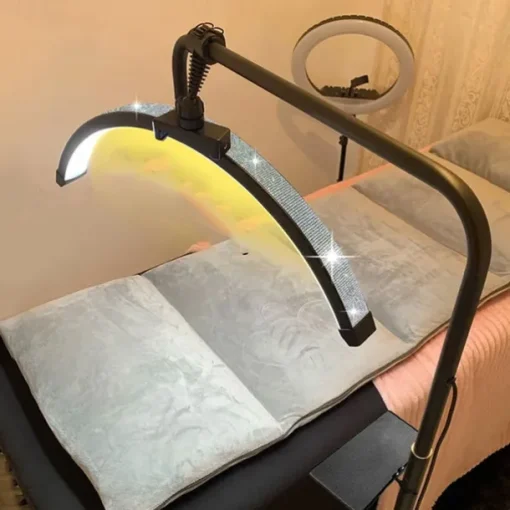 LED Floor Lamp 24Inches Half Circle Light with Phone Clip Floor Lamp 360 Degree Rotation Black