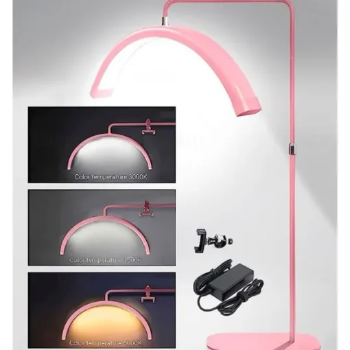 LED Floor Lamp 24Inches Half Circle Light with Phone Clip Floor Lamp 360 Degree Rotation Black