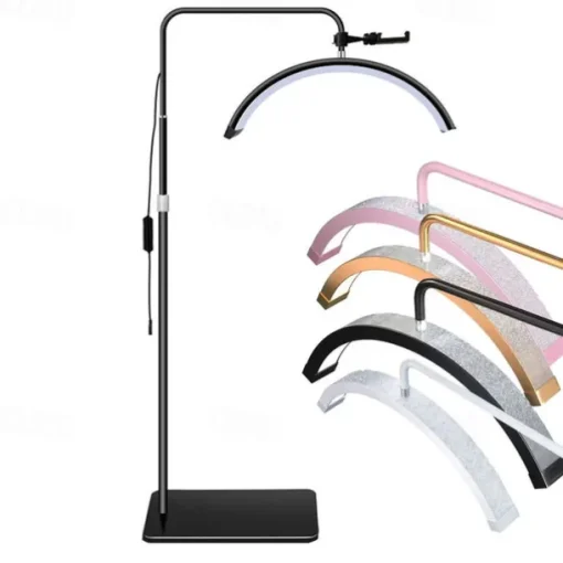 LED Floor Lamp 24Inches Half Circle Light with Phone Clip Floor Lamp 360 Degree Rotation Black