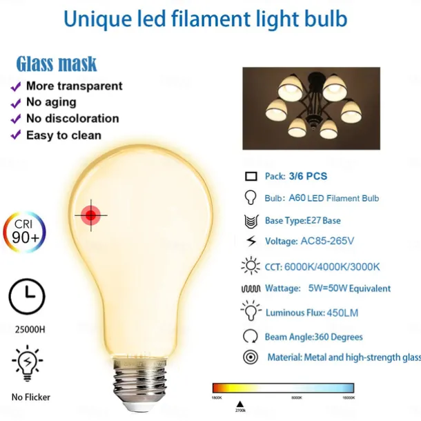 LED Floor Lamp with Suspended Frosted Glass Lampshade and Unique Intelligent or Dual Color LED Bulb Suitable for High Pole Lamp in Bedroom Living Room and Office AC220V AC110V