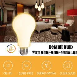 LED Floor Lamp with Suspended Frosted Glass Lampshade and Unique Intelligent or Dual Color LED Bulb Suitable for High Pole Lamp in Bedroom Living Room and Office AC220V AC110V