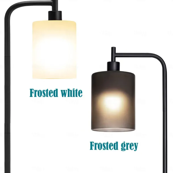 LED Floor Lamp with Suspended Frosted Glass Lampshade and Unique Intelligent or Dual Color LED Bulb Suitable for High Pole Lamp in Bedroom Living Room and Office AC220V AC110V