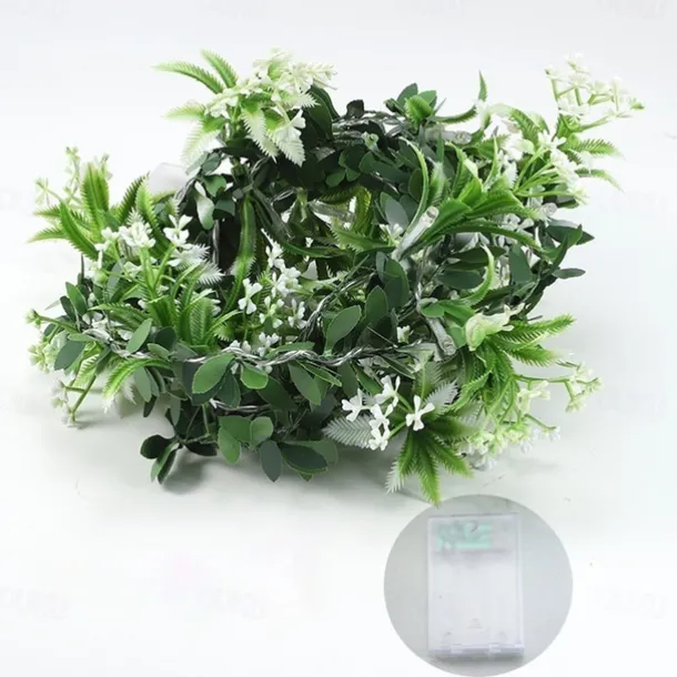 LED Flower Lights Green Ivy Leaves Fairy String Lights 2M 20LEDs Battery Operated Artificial Garland Plant Vine Fairy Light For Bedroom Wedding Party Holiday Patio