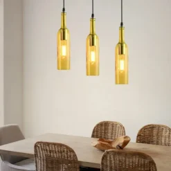 LED Glass Bottle Pendant Light Hanging Beer Bottle Lights Glass Pendant Lamp, Vintage Bar Pendant Light Industrial Retro Pendant Light for Cafe Clothing Shop Bar Counter Color Ceiling Lights 110-240V