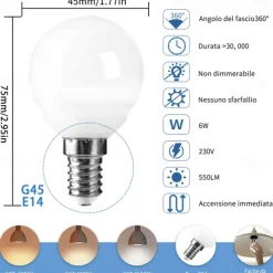 LED Globe Bulbs 6pcs 6W 550 lm E14 G45 20 LED Beads SMD 2835 Warm White Cold White Natural White 220-240 V