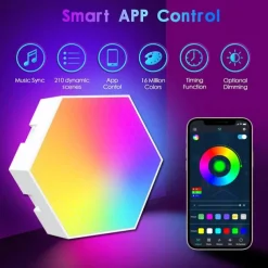 LED Hexagon Lights Smart App Control 3/6/8/10/13 Pack Wall Light Panels DIY Modular Geometry Assembly for Gaming Setup Living Room Bedroom Decor