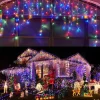 LED Icicle Lights 3/5M 256LED Fairy String Light Outdoor Solar Power Curtain Lights for Window Christmas Party Garden Yard Holiday Decor Lighting With Remote Controller