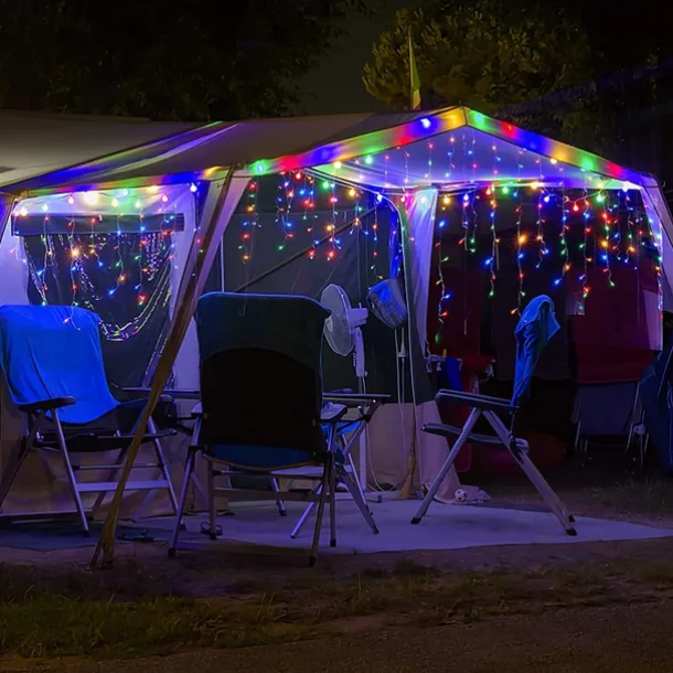 LED Icicle Lights 3/5M 256LED Fairy String Light Outdoor Solar Power Curtain Lights for Window Christmas Party Garden Yard Holiday Decor Lighting With Remote Controller