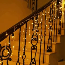 LED Icicle String Lights Xmas Holiday Curtain Lighting 3.5M 5M 216Leds For Xmas New Year Window Christmas Holiday Party Colorful Decoration AC220V 230V 240V EU Plug