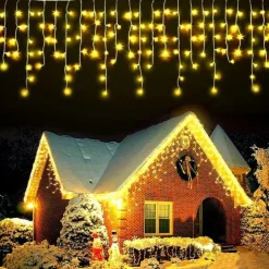 LED Icicle String Lights Xmas Holiday Curtain Lighting 3.5M 5M 216Leds For Xmas New Year Window Christmas Holiday Party Colorful Decoration AC220V 230V 240V EU Plug