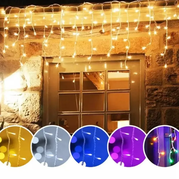 LED Icicle String Lights Xmas Holiday Curtain Lighting 3.5M 5M 216Leds For Xmas New Year Window Christmas Holiday Party Colorful Decoration AC220V 230V 240V EU Plug