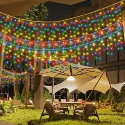 LED Icicle String Lights Xmas Holiday Curtain Lighting 3.5M 5M 216Leds For Xmas New Year Window Christmas Holiday Party Colorful Decoration AC220V 230V 240V EU Plug