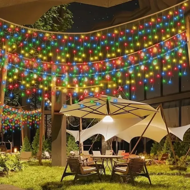 LED Icicle String Lights Xmas Holiday Curtain Lighting 3.5M 5M 216Leds For Xmas New Year Window Christmas Holiday Party Colorful Decoration AC220V 230V 240V EU Plug
