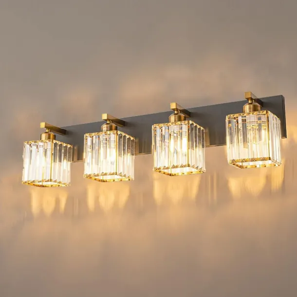 LED Indoor Wall Lights Warm White 2/3/4-Light American Simple Light Luxury Crystal Industrial Wall Lamp for Bathroom Bedroom 110-240V