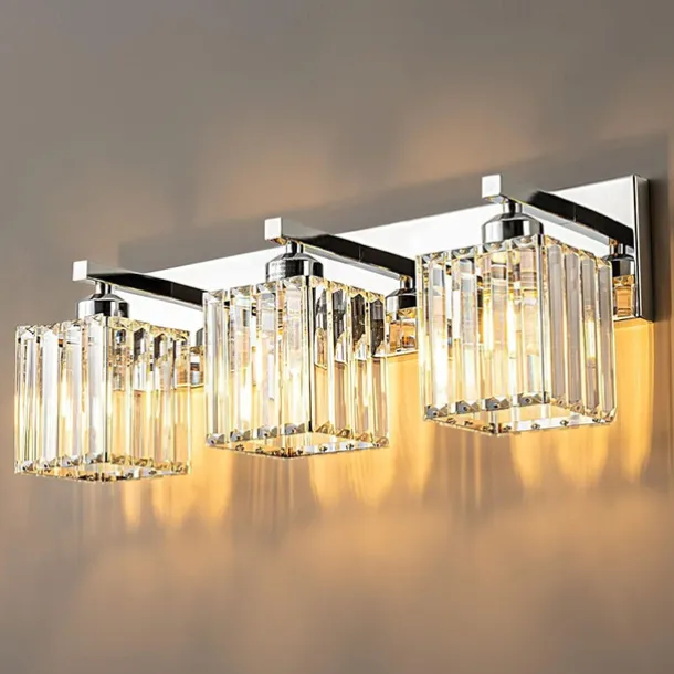 LED Indoor Wall Lights Warm White 2/3/4-Light American Simple Light Luxury Crystal Industrial Wall Lamp for Bathroom Bedroom 110-240V