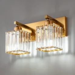 LED Indoor Wall Lights Warm White 2/3/4-Light American Simple Light Luxury Crystal Industrial Wall Lamp for Bathroom Bedroom 110-240V