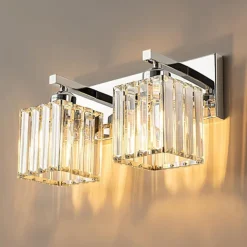 LED Indoor Wall Lights Warm White 2/3/4-Light American Simple Light Luxury Crystal Industrial Wall Lamp for Bathroom Bedroom 110-240V
