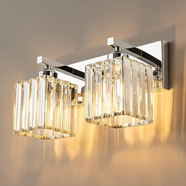 LED Indoor Wall Lights Warm White 2/3/4-Light American Simple Light Luxury Crystal Industrial Wall Lamp for Bathroom Bedroom 110-240V