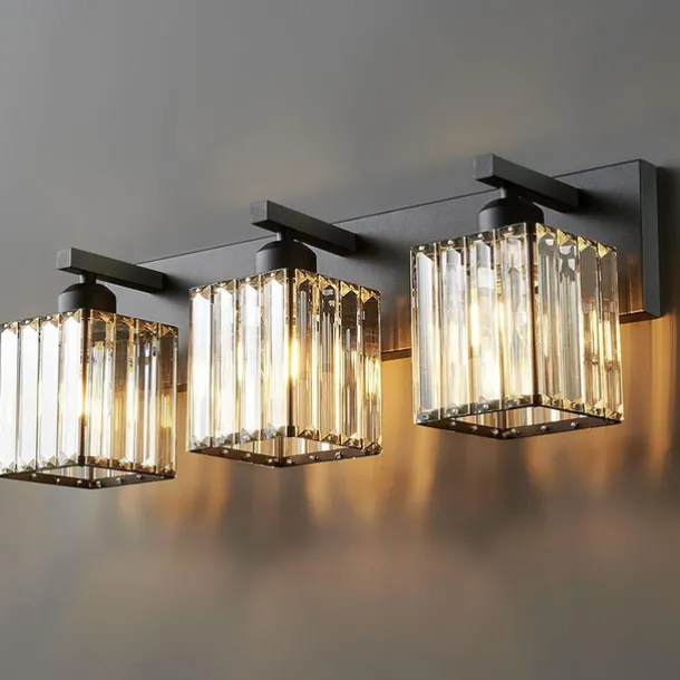 LED Indoor Wall Lights Warm White 2/3/4-Light American Simple Light Luxury Crystal Industrial Wall Lamp for Bathroom Bedroom 110-240V