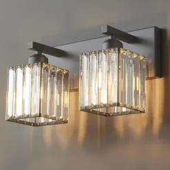 LED Indoor Wall Lights Warm White 2/3/4-Light American Simple Light Luxury Crystal Industrial Wall Lamp for Bathroom Bedroom 110-240V