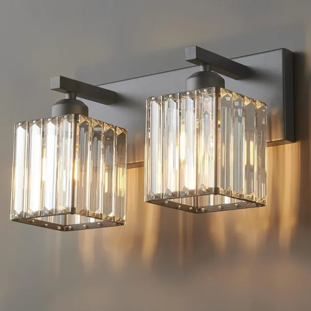 LED Indoor Wall Lights Warm White 2/3/4-Light American Simple Light Luxury Crystal Industrial Wall Lamp for Bathroom Bedroom 110-240V