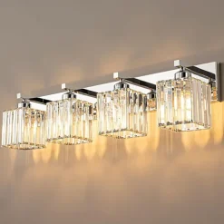 LED Indoor Wall Lights Warm White 2/3/4-Light American Simple Light Luxury Crystal Industrial Wall Lamp for Bathroom Bedroom 110-240V