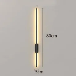 LED Indoor Wall Lights Warm White Modern Minimalist Linear Metal Sconce for Living Room Bedroom 110-240V 80cm Single Head Long Tube