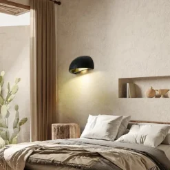 LED Indoor Wall Lights Warm White 15cm Modern Natural Stone Wall Sconce Half Moon Marble Wall Light Fixture G4 for Bedroom Hallway Kitchen 110-240V