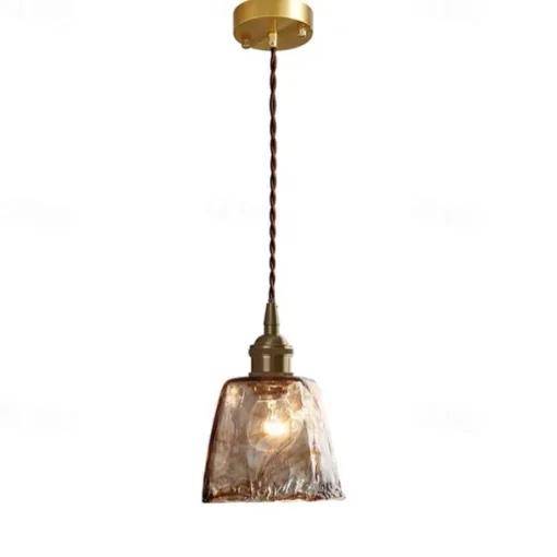 LED Island Light Pendant Light, Unique Mini Glass Pendant Light Japanese Style Amber Color Decorative Lighting Bedroom Living Room