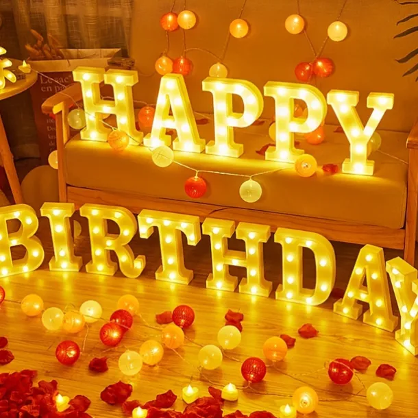 LED Letter Lights Alphabet Light Up Sign for Night Light Home Party Birthday Wedding Bar Decoration