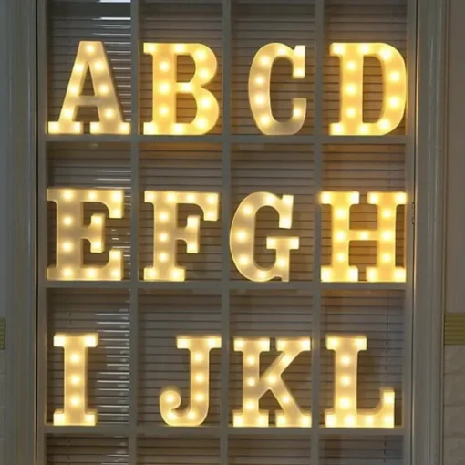 LED Letter Lights Sign, 26 Alphabet Light Up Letters, Battery-Powered Decorative Marquee Lamps for Weddings, Birthdays, Parties, Home Bar and Christmas Décor